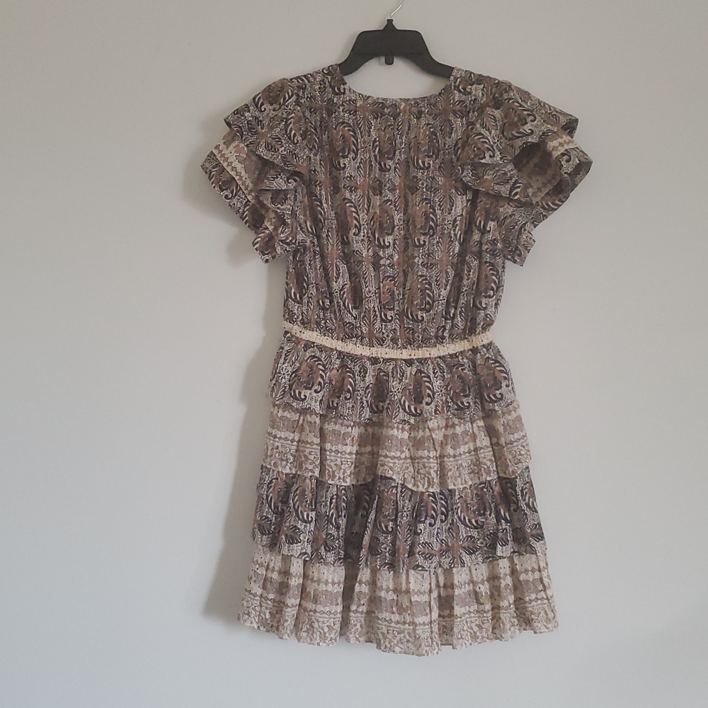 NWOT ULLA JOHNSON KAITLYN FLUTTER SLEEVE DRAWSTRING MINI DRESS IN YARROW - Picture 9 of 14